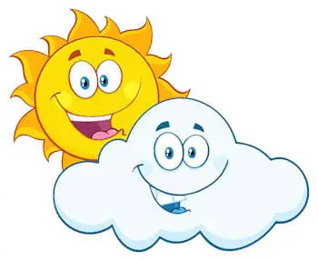 Cartoon Sun Behind Cloud Symbolizing Partial Sun
